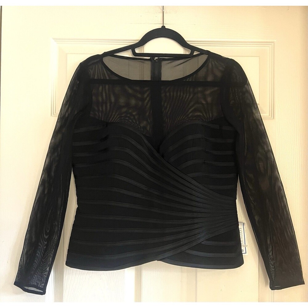 Vtg JS Collections Black Evening Mesh zip top Sz 14 NWT Burdines 90’s retro goth
